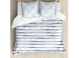 Abakuhaus Copripiumino Harbor Striped, Motivo Ocean, Antiacaro, Adatto A Chi Soffre Di Allergie, Con Federe, 155 Cm X 220 Cm - 80 X 80 Cm, Blu Notte Bianco