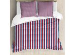 Abakuhaus Copripiumino Harbor A Righe, Colori Patriottici, Antiacaro, Adatto A Chi Soffre Di Allergie, Con Federe, 155 Cm X 220 Cm - 80 X 80 Cm, Viola Blu Vermiglio