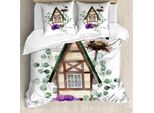 Abakuhaus Copripiumino WindröSchen, Acquerello Home, Antiacaro, Adatto A Chi Soffre Di Allergie, Con Federe, 200 Cm X 200 Cm - 80 X 80 Cm, Verde, Viola Marrone