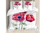 Abakuhaus Copripiumino WindröSchen, Bouquet Vintage, Antiacaro, Adatto A Chi Soffre Di Allergie, Con Federe, 200 Cm X 200 Cm - 80 X 80 Cm, Verde Chiaro-Rosso-Blu Navy
