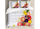 Abakuhaus Copripiumino WindröSchen, Fiori, Antiacaro, Adatto A Chi Soffre Di Allergie, Con Federe, 200 Cm X 200 Cm - 80 X 80 Cm, Multicolore