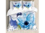 Abakuhaus Copripiumino WindröSchen, Fiori Rustici, Antiacaro, Adatto A Chi Soffre Di Allergie, Con Federe, 200 Cm X 200 Cm - 80 X 80 Cm, Lavanda, Azzurro, Verde