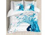 Abakuhaus Cavalca L'onda Copripiumino, Onda Gigante Atleta, Antiacaro Adatto A Chi Soffre Di Allergie Con Federe, 200 Cm X 200 Cm - 80 X 80 Cm, Blu Notte