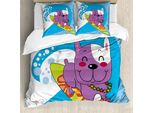 Abakuhaus Cavalca L'onda Copripiumino, Cartoon Bulldog, Antiacaro Adatto A Chi Soffre Di Allergie Con Federe, 155 Cm X 220 Cm - 80 X 80 Cm, Multicolore