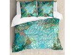 Abakuhaus Copripiumino Libelle, Mix Di Fiori Fantasia, Antiacaro, Adatto A Chi Soffre Di Allergie, Con Federe, 200 Cm X 200 Cm - 80 X 80 Cm, Turchese Ambra