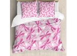 Abakuhaus Copripiumino Libellula, Insetti Dalle Ali Vibranti, Antiacaro, Adatto A Chi Soffre Di Allergie, Con Federe, 200 Cm X 200 Cm - 80 X 80 Cm, Fucsia Rosa Baby