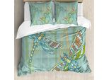 Abakuhaus Copripiumino Libelle, Arte Grafica, Antiacaro, Adatto A Chi Soffre Di Allergie, Con Federe, 155 Cm X 220 Cm - 80 X 80 Cm, Verde Mandorla