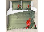 Abakuhaus Set Copripiumino Libelle Per Letti Matrimoniali, Tradizionale Giapponese, Antiacaro, Adatto A Chi Soffre Di Allergie, Con Federe, Verde Reseda E Rosso