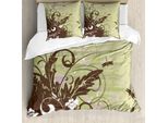 Abakuhaus Copripiumino Libelle, Retro Flower Grunge, Antiacaro, Adatto A Chi Soffre Di Allergie, Con Federe, 155 Cm X 220 Cm - 80 X 80 Cm, Kaki Marrone Lilla