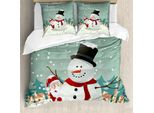 Abakuhaus Copripiumino Natalizio, Tema Invernale Natalizio, Antiacaro, Adatto A Chi Soffre Di Allergie, Con Federe, 155 Cm X 220 Cm - 80 X 80 Cm, Verde Mandorla Guscio D'uovo