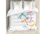 Abakuhaus Copripiumino Libellula, Insetti Alati, Antiacaro, Adatto A Chi Soffre Di Allergie, Con Federe, 200 Cm X 200 Cm - 80 X 80 Cm, Multicolore