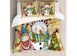 Abakuhaus Copripiumino Natalizio, Albero Con Pupazzo Di Neve Giocattolo, Antiacaro, Adatto A Chi Soffre Di Allergie, Con Federe, 155 Cm X 220 Cm - 80 X 80 Cm, Multicolore