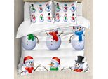 Abakuhaus Copripiumino Natalizio, Pupazzo Di Neve Con Cappelli, Antiacaro, Adatto A Chi Soffre Di Allergie, Con Federe, 155 Cm X 220 Cm - 80 X 80 Cm, Multicolore