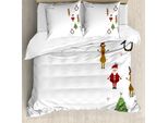 Abakuhaus Copripiumino Natalizio, A Righe, Antiacaro, Adatto A Chi Soffre Di Allergie, Con Federe, 155 Cm X 220 Cm - 80 X 80 Cm, Multicolore