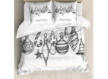 Abakuhaus Copripiumino Natalizio, Motivo Fugace, Antiacaro, Adatto A Chi Soffre Di Allergie, Con Federe, 200 Cm X 200 Cm - 80 X 80 Cm, Bianco E Nero