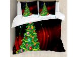 Abakuhaus Copripiumino Natalizio, Albero Di Natale Cartoon, Antiacaro, Adatto A Chi Soffre Di Allergie, Con Federe, 200 Cm X 200 Cm - 80 X 80 Cm, Multicolore