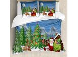 Abakuhaus Copripiumino Natalizio, Renne Sulla Neve, Antiacaro, Adatto A Chi Soffre Di Allergie, Con Federe, 155 Cm X 220 Cm - 80 X 80 Cm, Multicolore