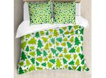 Abakuhaus Copripiumino Natalizio, Sagome Di Abeti, Antiacaro, Adatto A Chi Soffre Di Allergie, Con Federe, 200 Cm X 200 Cm - 80 X 80 Cm, Verde Mela Verde Felce