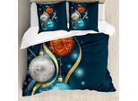 Abakuhaus Copripiumino Natalizio, Vivid Balls Ribbons, Antiacaro E Anallergico, Con Federe, 155 Cm X 220 Cm - 80 X 80 Cm, Blu Petrolio, Grigio, Rosso