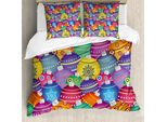 Abakuhaus Copripiumino Natalizio, Palline Natalizie Colorate, Antiacaro, Adatto A Chi Soffre Di Allergie, Con Federe, 155 Cm X 220 Cm - 80 X 80 Cm, Multicolore
