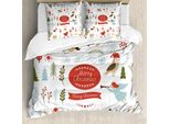 Abakuhaus Copripiumino Natalizio, Motivo Natalizio, Antiacaro, Adatto A Chi Soffre Di Allergie, Con Federe, 155 Cm X 220 Cm - 80 X 80 Cm, Multicolore