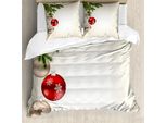 Abakuhaus Copripiumino Natalizio, Albero, Antiacaro, Adatto A Chi Soffre Di Allergie, Con Federe, 155 Cm X 220 Cm - 80 X 80 Cm, Beige, Rosso, Verde