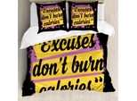 Abakuhaus Copripiumino Fitness, Motivazione Palestra, Moderno, Antiacaro, Adatto A Chi Soffre Di Allergie, Con Federe, 155 Cm X 220 Cm - 80 X 80 Cm, Viola Giallo Nero