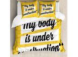Abakuhaus Copripiumino Fitness, Parole Heathcare, Antiacaro, Adatto A Chi Soffre Di Allergie, Con Federe, 200 Cm X 200 Cm - 80 X 80 Cm, Marigold Bianco Nero