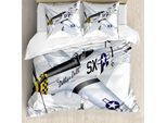 Abakuhaus Copripiumino Weinlese-Flugzeug, Dallas Classico, Antiacaro, Adatto A Chi Soffre Di Allergie, Con Federe, 155 Cm X 220 Cm - 80 X 80 Cm, Multicolore