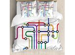 Abakuhaus Carta Copripiumino, Metropolitana Astratta Colorata, Antiacaro Adatto A Chi Soffre Di Allergie Con Federe, 155 Cm X 220 Cm - 80 X 80 Cm, Multicolore