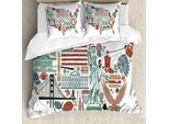Abakuhaus Carta Copripiumino, Viaggio Bandiera Usa, Antiacaro, Adatto A Chi Soffre Di Allergie, Con Federe, 155 Cm X 220 Cm - 80 X 80 Cm, Multicolore
