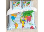 Abakuhaus Carta Copripiumino, Mondo Politico Colorato, Antiacaro Adatto A Chi Soffre Di Allergie Con Federe, 200 Cm X 200 Cm - 80 X 80 Cm, Multicolore