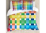 Abakuhaus Copripiumino A Quadri, Arcobaleno Quadrati Artistici, Antiacaro, Adatto A Chi Soffre Di Allergie, Con Federe, 200 Cm X 200 Cm - 80 X 80 Cm, Multicolore