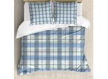 Abakuhaus Copripiumino A Quadri, Plaid Scozzese Tartan, Antiacaro, Adatto A Chi Soffre Di Allergie, Con Federe, 155 Cm X 220 Cm - 80 X 80 Cm, Blu Ardesia, Azzurro