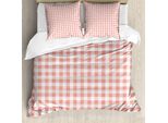 Abakuhaus Copripiumino A Quadri, Land Picknick, Antiacaro, Adatto A Chi Soffre Di Allergie, Con Federe, 200 Cm X 200 Cm - 80 X 80 Cm, Rosa Pallido, Bianco
