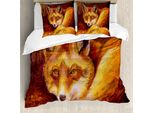 Abakuhaus Copripiumino Fuchs, Arte Vivente Fox Resting, Antiacaro, Adatto A Chi Soffre Di Allergie, Con Federe, 200 Cm X 200 Cm - 80 X 80 Cm, Arancione Terra Di Siena Bruciata