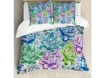 Abakuhaus Set Copripiumino Succoso Per Letti Matrimoniali, Fiori Acquerellati, Antiacaro, Adatto A Chi Soffre Di Allergie, Con Federe, Multicolore