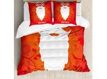 Abakuhaus Copripiumino Indie, Gonna Babbo Natale Natale, Antiacaro, Adatto A Chi Soffre Di Allergie, Con Federe, 155 Cm X 220 Cm - 80 X 80 Cm, Rosso Arancione Bianco