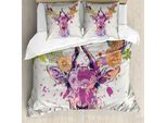 Abakuhaus Copripiumino Indie, Deer Portrait, Antiacaro, Adatto A Chi Soffre Di Allergie, Con Federe, 155 Cm X 220 Cm - 80 X 80 Cm, Multicolore