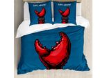Abakuhaus Copripiumino Indie, Crab Claw Spiky Wristlets, Antiacaro E Anallergico Con Federe, 200 Cm X 200 Cm - 80 X 80 Cm, Blu, Rosso, Nero