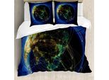 Abakuhaus Welt Copripiumino, Navigazione, Antiacaro, Adatto A Chi Soffre Di Allergie, Con Federe, 200 Cm X 200 Cm - 80 X 80 Cm, Blu, Verde, Marrone