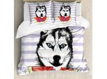 Abakuhaus Copripiumino Alaskan Malamute, Estate, Antiacaro, Adatto A Chi Soffre Di Allergie, Con Federe, 200 Cm X 200 Cm - 80 X 80 Cm, Multicolore