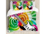 Abakuhaus Popstar-Party Copripiumino, Chitarra Floreale, Antiacaro, Adatto A Chi Soffre Di Allergie, Con Federe, 200 Cm X 200 Cm - 80 X 80 Cm, Multicolore