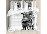 Copripiumino Abakuhaus Retro, Antique KöNig, Antiacaro, Adatto A Chi Soffre Di Allergie, Con Federe, 200 Cm X 200 Cm - 80 X 80 Cm, Bianco E Nero