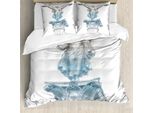 Abakuhaus Set Copripiumino Per Letto Matrimoniale, Statua Antica Della Musa, Antiacaro, Adatto A Chi Soffre Di Allergie, Con Federe, Azzurro E Marrone Umbra