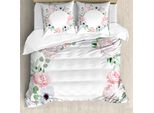 Abakuhaus Copripiumino WindröSchen, Foglie Delicate, Antiacaro, Adatto A Chi Soffre Di Allergie, Con Federe, 200 Cm X 200 Cm - 80 X 80 Cm, Verde Mandorla Rosa Pallido