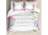 Abakuhaus Copripiumino WindröSchen, Flora Estiva, Antiacaro, Adatto A Chi Soffre Di Allergie, Con Federe, 200 Cm X 200 Cm - 80 X 80 Cm, Rosa, Azzurro, Verde