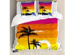 Abakuhaus Cavalca L'onda Copripiumino, Tropical Beach, Antiacaro, Adatto A Chi Soffre Di Allergie, Con Federe, 155 Cm X 220 Cm - 80 X 80 Cm, Multicolore