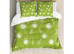 Abakuhaus Copripiumino Libelle, Dandelion Sketchy, Antiacaro, Adatto A Chi Soffre Di Allergie, Con Federe, 200 Cm X 200 Cm - 80 X 80 Cm, Verde Lime Crema