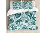 Abakuhaus Copripiumino Libelle, Fiore Margherita Astratto, Antiacaro, Adatto A Chi Soffre Di Allergie, Con Federe, 155 Cm X 220 Cm - 80 X 80 Cm, Blu Petrolio E Bianco